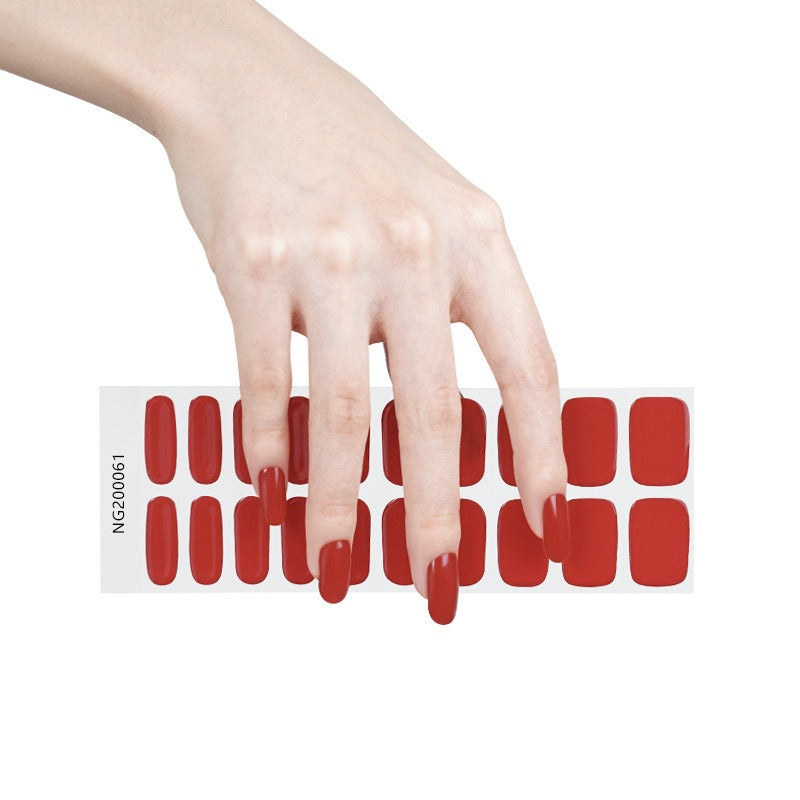 Ongles en gel semi-polymérisé | Ongles rouge vif classique - NG200061