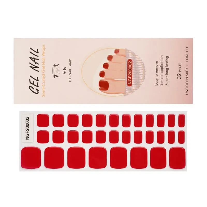 Ongles Orteils en gel semi-polymérisé | Rouge Vif - NGF200002