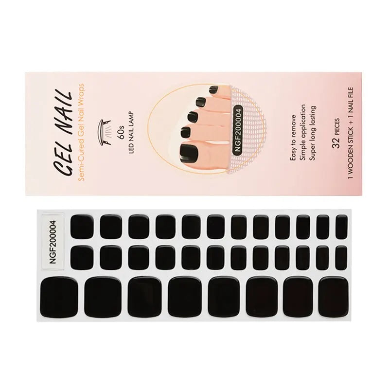 Ongles Orteils en gel semi-polymérisé | Noir - NGF200004